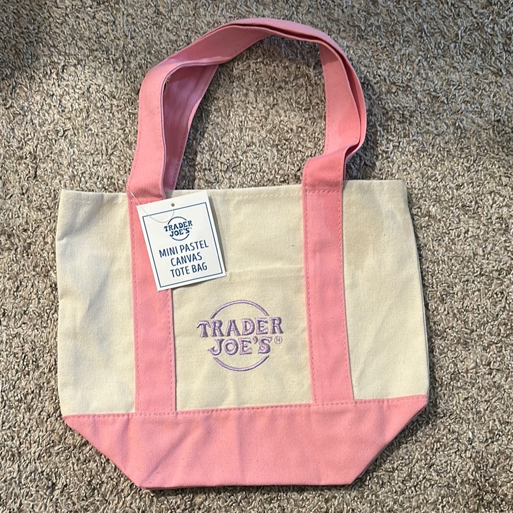 Trader Joe’s Mini Pastel Canvas Tote Bag Pink